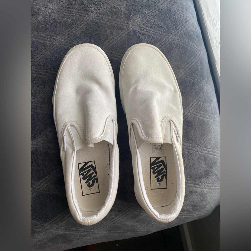 women’s white slip on vans. size 7